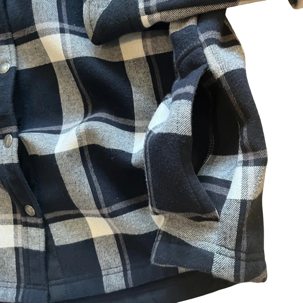 Orvis Classic Collection Fleece Lined Plaid Shirt Jacket Womens XL‎ Black White